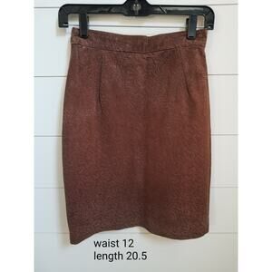 Continental Leather Brown Textured Animal Print Skirt Size 28